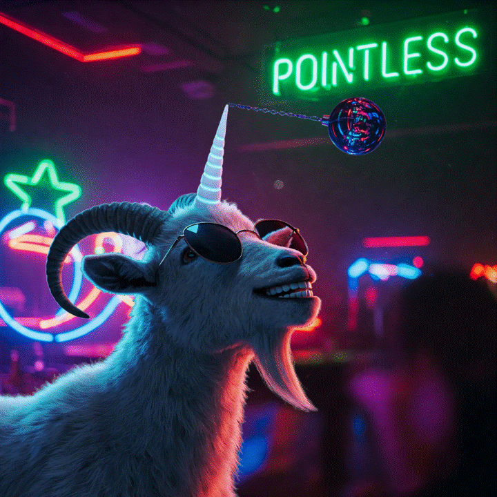 pointless unigoat with a spinning ball attached to its unihorn...
